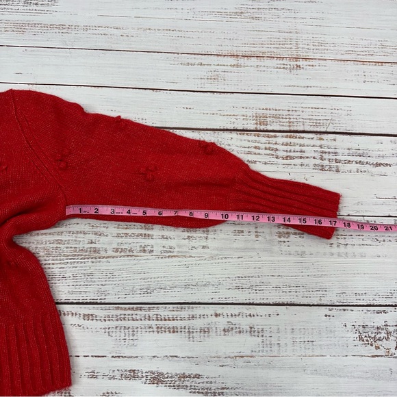 GAP Women’s size Small Heather Red Bubble Cluster Puff Sleeve Sweater - Picture 8 of 11
